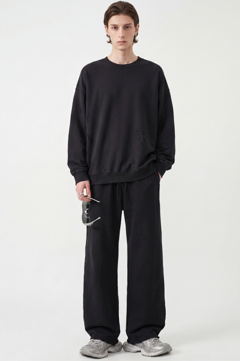Men's Fall Set: Relaxed Pullover And Drawstring Sweatpants