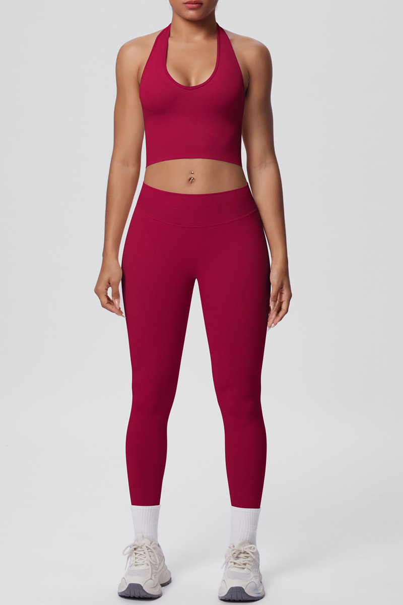 Women's Seamless Set:Halterneck Bra And High Waist Leggings