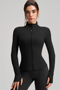 Women Slim-Fit High-Neck Finger-Loop Yoga Long Sleeve