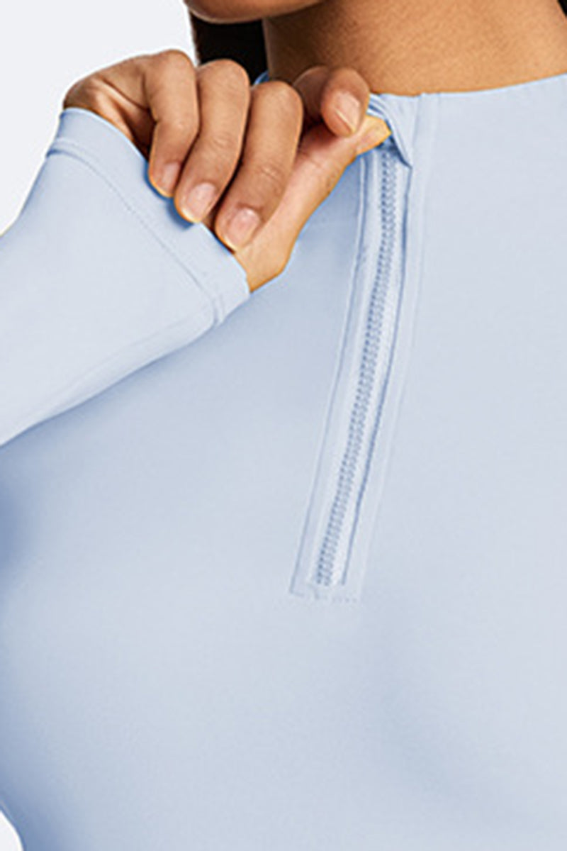 Women Semi-Zip Slim Fit Long Sleeve Athletic Top