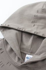 Men/Women Heavyweight Terry Ripped Sleeve Zip Hoodie