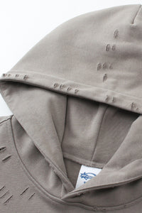 Men/Women Heavyweight Terry Ripped Sleeve Zip Hoodie