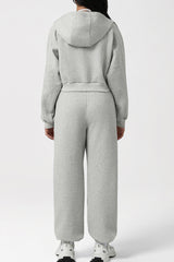Women Hooded Sport Set: Zip Hoodie + Pants