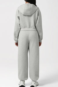 Women Hooded Sport Set: Zip Hoodie + Pants