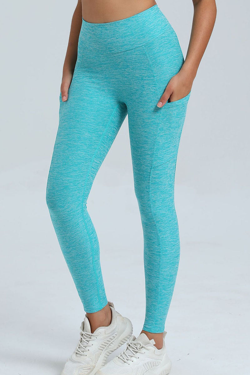 Women Pleated Skinny Hip V Waist Side Pockets No Embarrassment Line Fitness Exercise Yoga Pants