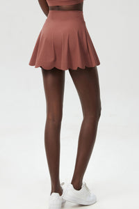Women Scalloped Lycra Quick-Dry Anti-Peek A-Line Tennis Skirt