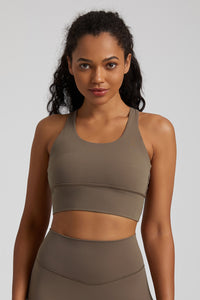 Wide Strap Back Cross Sports Bra