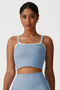 Women Square Neck Fake Two-Piece Yoga Tank Tops