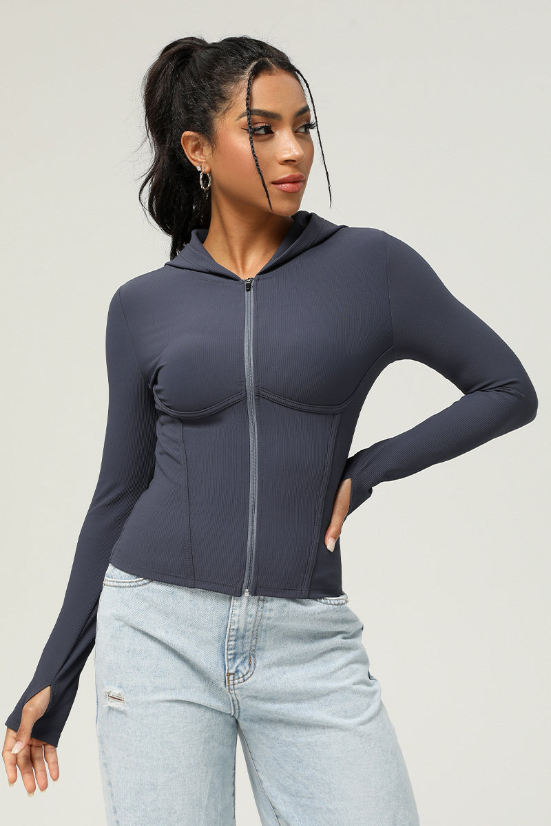 Women'S Hooded Slim Fit Sports Jacket