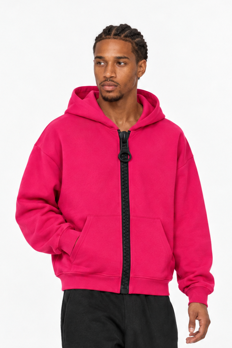 Men's Loungewear Color Block Big Tooth Zipper Hooded Jacket