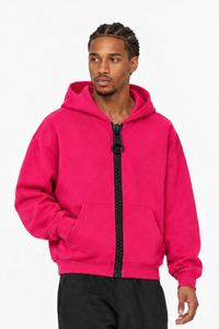 Men's Loungewear Color Block Big Tooth Zipper Hooded Jacket