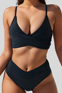 Women's Sexy Twist-Front Cross-Waist Solid Bikini