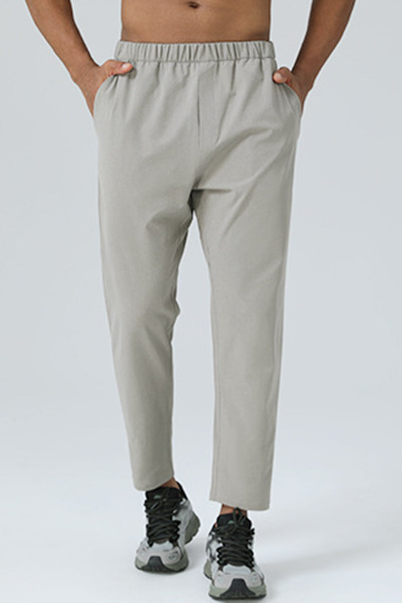 Men Quick-Dry Stretch Woven Straight Leg Outdoor Running Fitness Pants