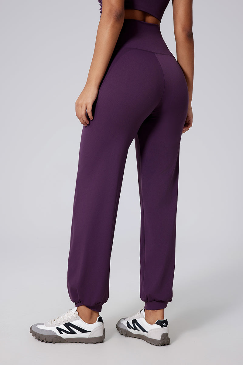 Women High-Waist Wide-Leg Butt-Lifting Cuffed Naked-Feel Yoga Running Workout Pants