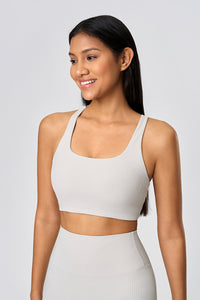 Women High-Elasticity Semi-Fixed Cross-Back Breathable Yoga Fitness Sports Bra