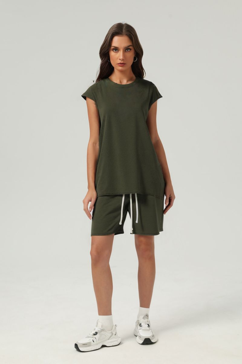 Vintage Washed Distressed Slit Sleeveless Tank Tops