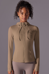 Women's Spring Slim-fit Hooded Quick-Dry Yoga Sports Jacket