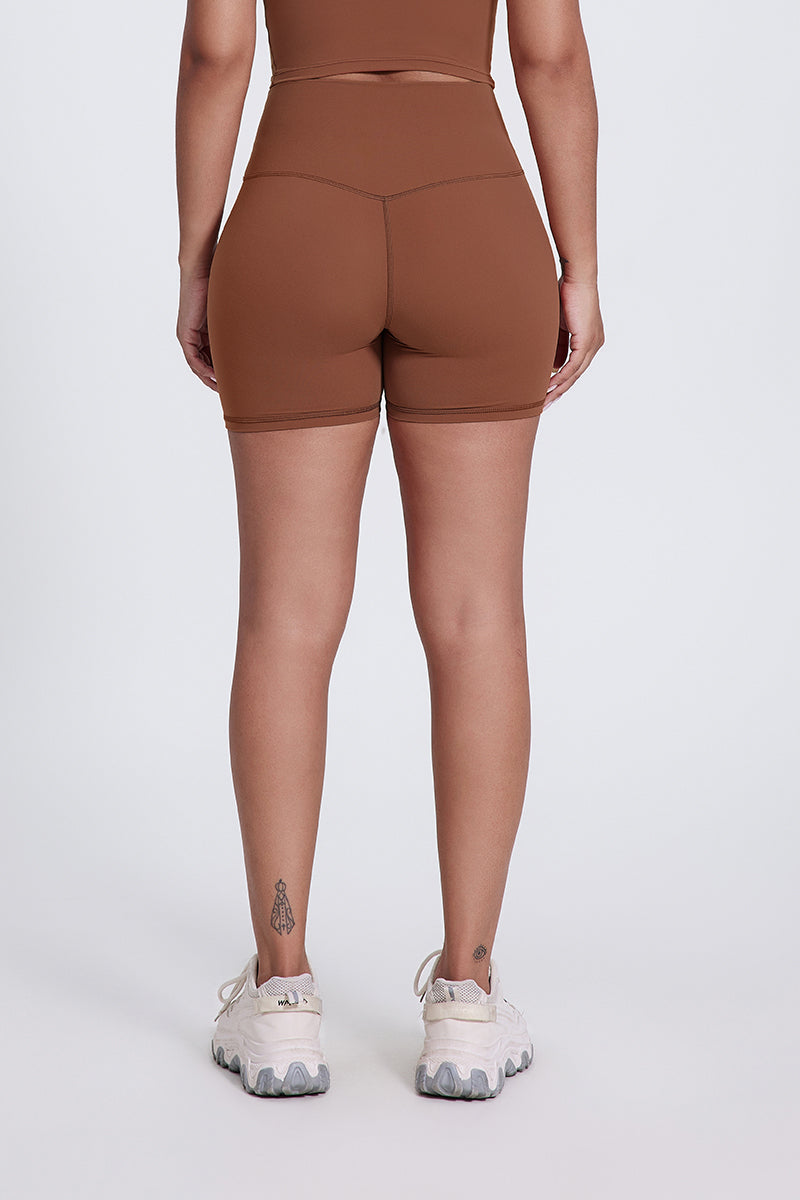 Women'S Pleated High-Waisted Hip Lift Yoga High-Stretch Skinny Shorts