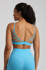 Solid Color Back Cut-Out Sports Bra