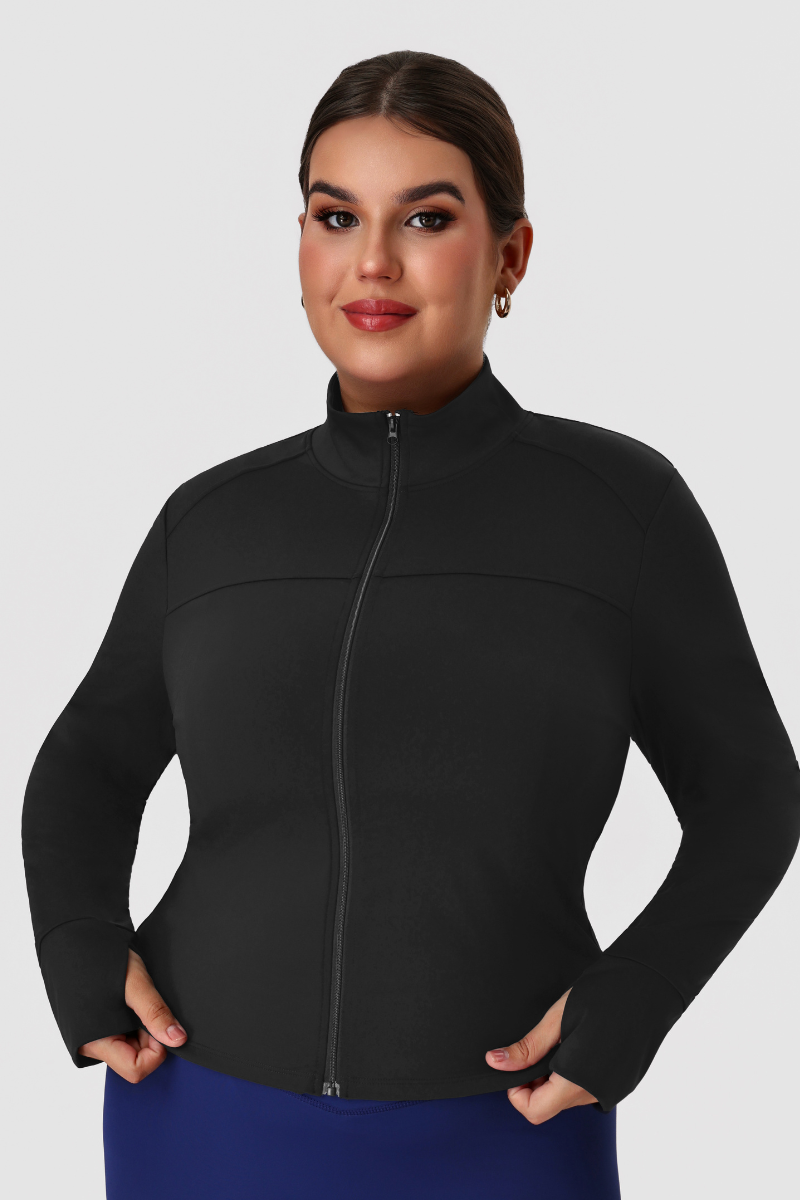 Plus Size Women's Fitted Zip-Up Yoga Jacket