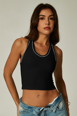Women's V-neck Color-Block Cropped Sport Tank Top