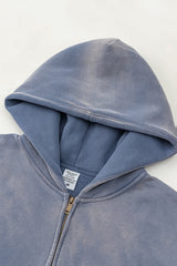 Distressed Fleece-Lined Hooded Sweatshirt