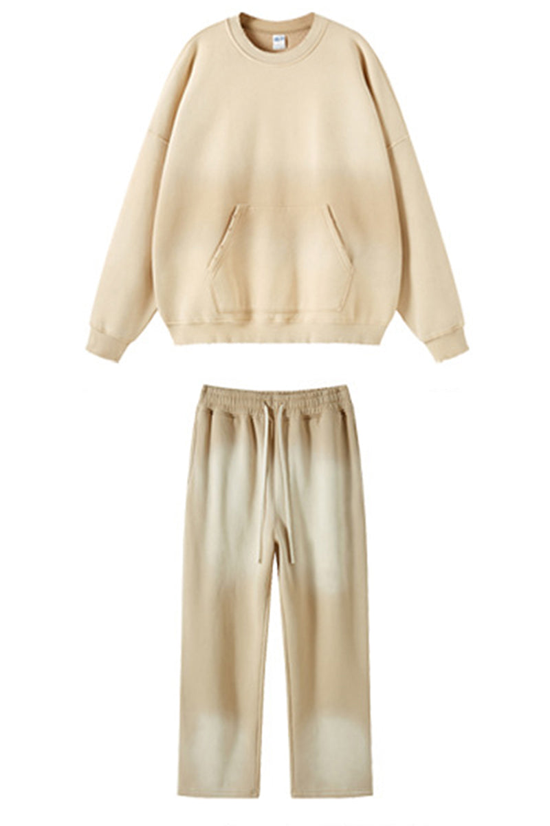 Unisex spray-dyed crew neck tracksuit