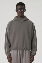 Men's Fall Relaxed Contrast Color Stripe High Neck Hoodie