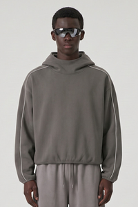 Men's Fall Relaxed Contrast Color Stripe High Neck Hoodie