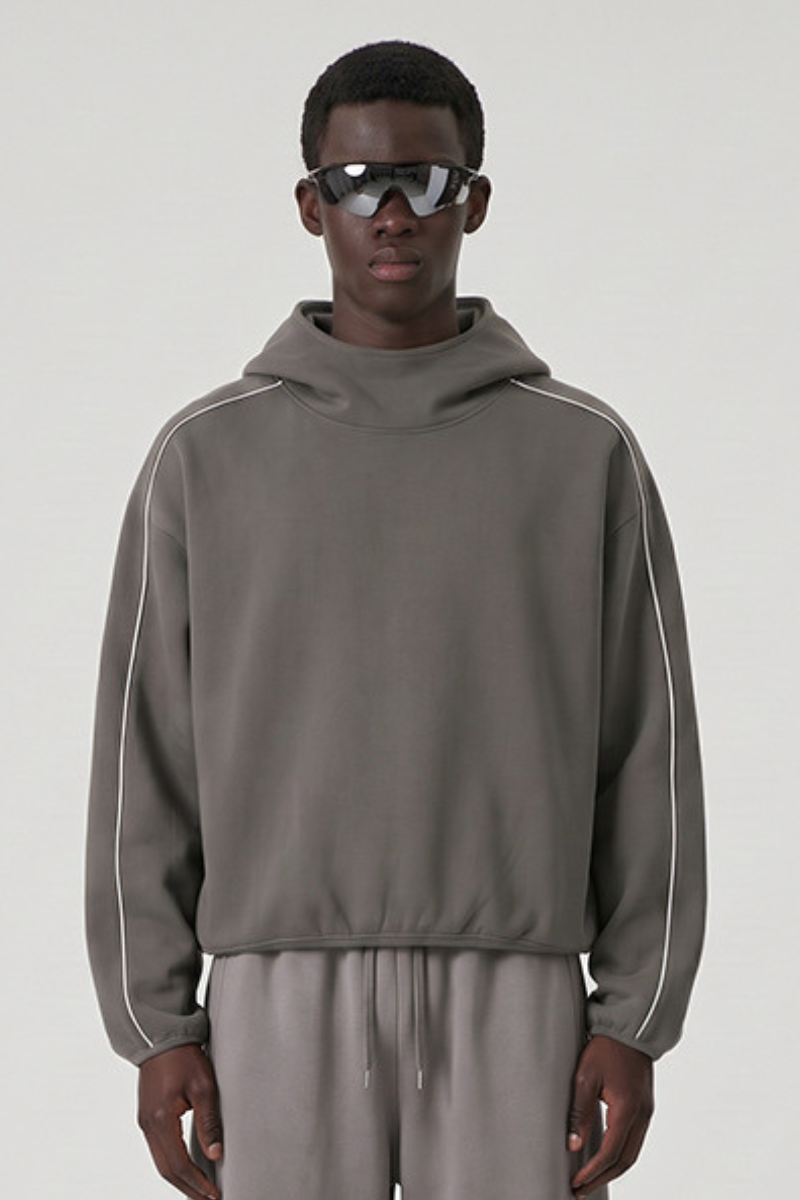 Men's Fall Relaxed Contrast Color Stripe High Neck Hoodie