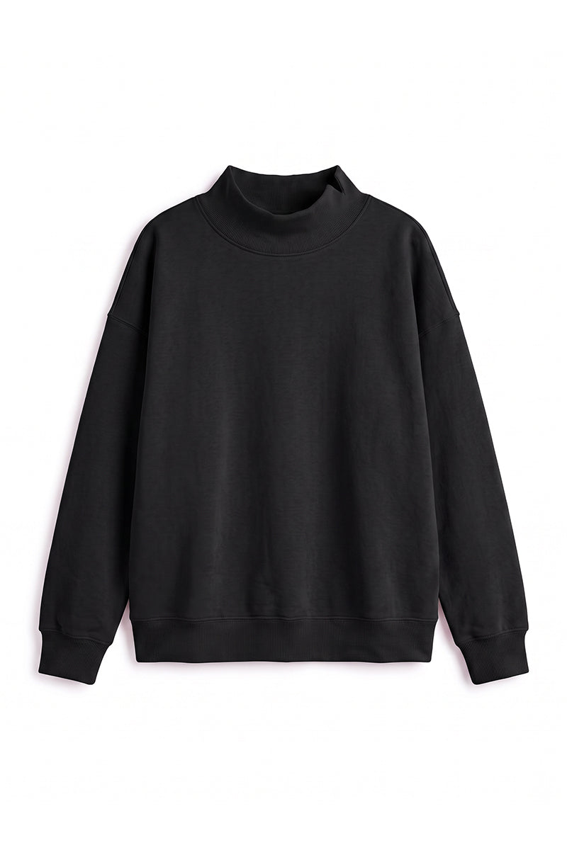 Women's Fall Fleece Mock Neck Sweatshirt with Side Neck Slit