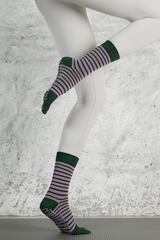 Women's Colorful Patterned Crew Yoga Grip Five-Toe Socks