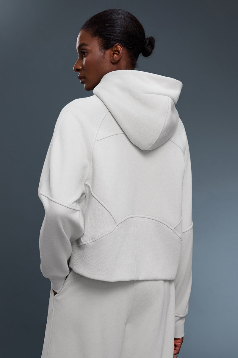Women Fleece-Lined Zip-Up Hoodie Warm Loose Casual Sportswear