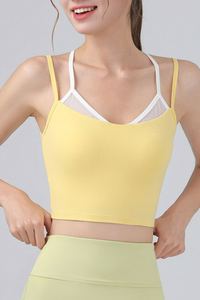 Women's Double Straps Mesh Spliced Cropped Sports Cami