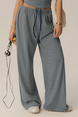 Women's Polka Dot Elastic-Waist Drawstring Wide Leg Pants