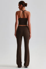 Women Cross Back Yoga Set: High Waisted No Pleat Seam Micro Wide Leggings + Pleated Crossover Camisole Bra