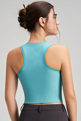 Women Fixed-Cup Quick-Dry Ribbed Workout Sports Bra