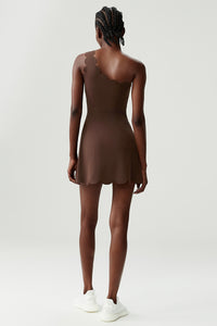 Women Single-Shoulder Wave-Hem Tennis Dress