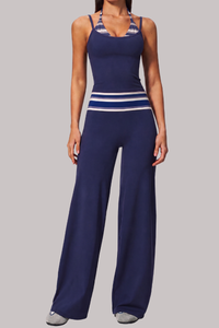 Women's Fall Vintage Halter Tank Top And Fold-Over Pant Sets