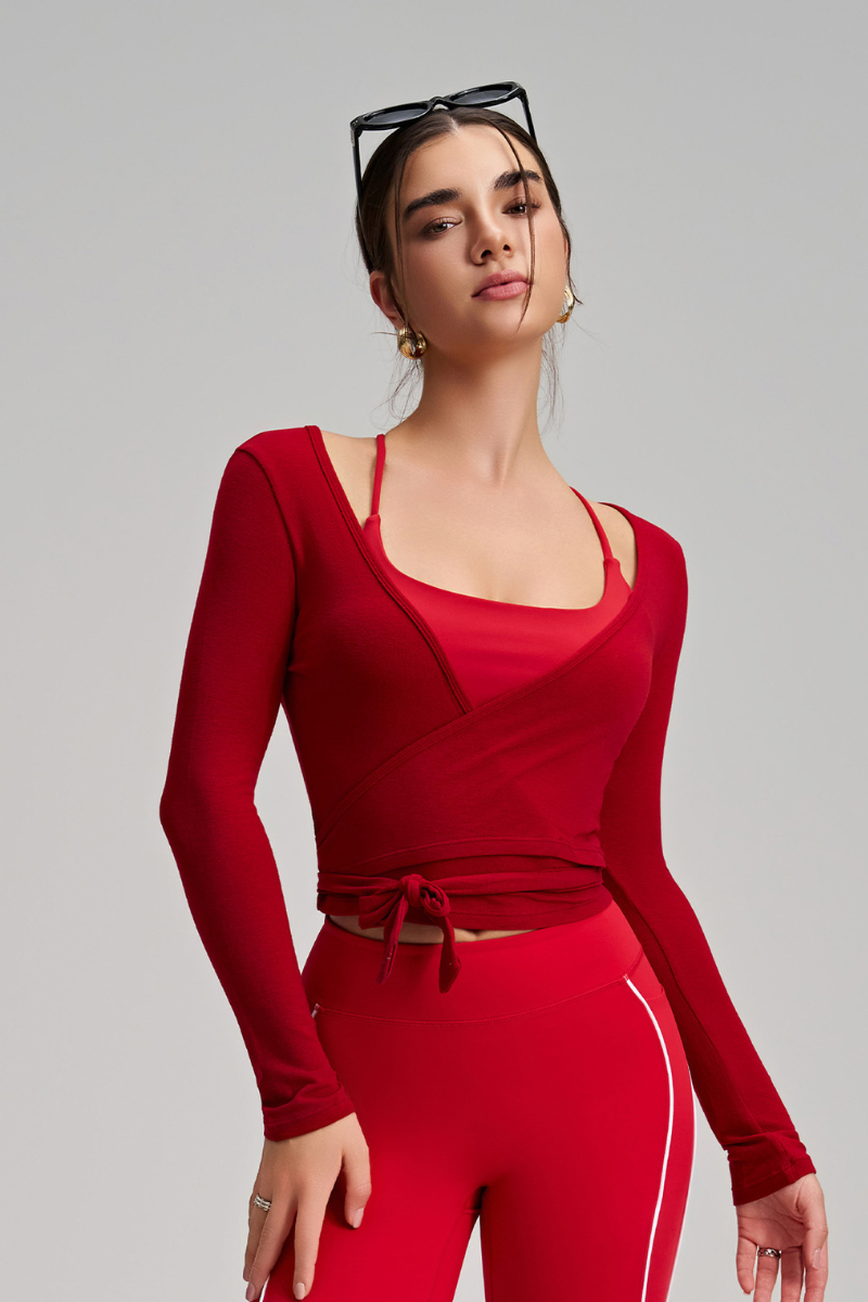 Women's Athletic One-piece Strap Long Sleeves Yoga Top