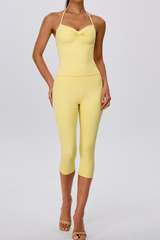 Women's Yoga Sets:Halter Twist Cami Tank Top & Capri Leggings