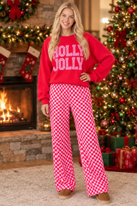 Women's Fall Christmas Sets:Sweatshirt And Plaid Pants