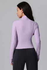 Half-Zip Ribbed Athletic Long Sleeve