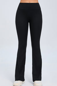Women Button High Waist Wide Leg Peach Lift Hip Micro Pants Fitness Sports Quick Dry Yoga Pants