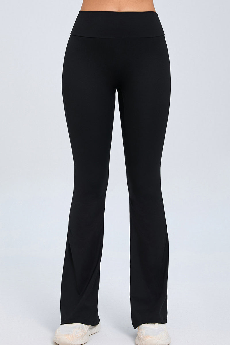 Women Button High Waist Wide Leg Peach Lift Hip Micro Pants Fitness Sports Quick Dry Yoga Pants