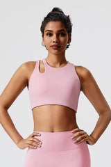 Women Eco-Friendly Recycled Fabric Outer Cross Back Hollow Sexy With Bra Pads Fitness Yoga Sports Bra