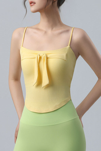 Women's Bow Decor Thin Strap Padded Yoga Cropped Cami