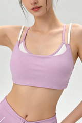 Women's Color Block Twist Back Removable Pad Yoga Sports Bra