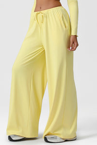 Women Wide Leg Low Rise Pocket Yoga Pants