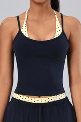 Women's Halterneck Polka Dot Cropped Workout Yoga Tank Top
